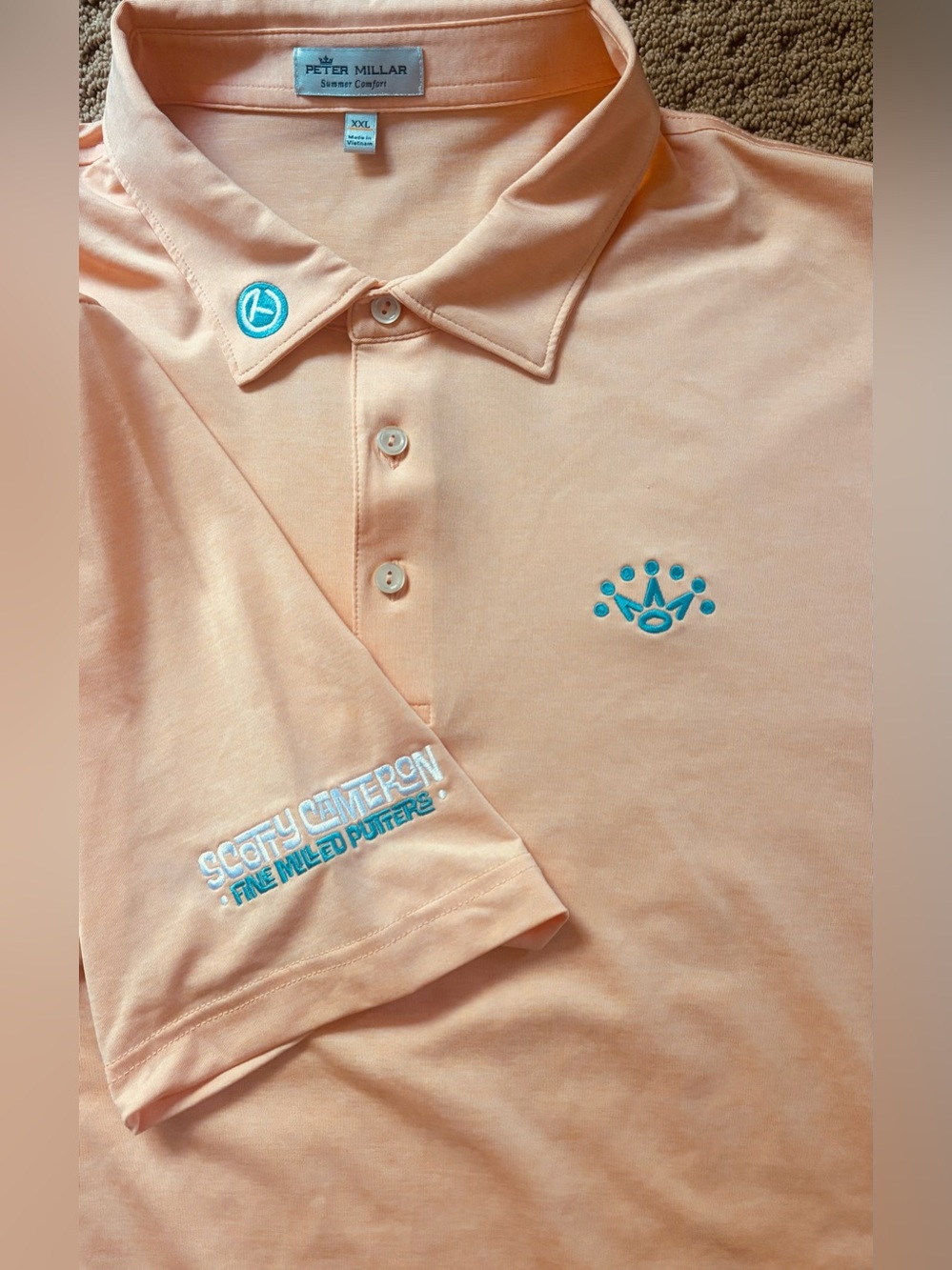SCOTTY CAMERON GALLERY Circle T Summer Comfort Golf Polo XXL Crown Peach Tiffany